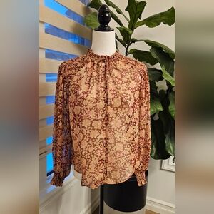 Floral Print Women's Top - Pink and Cream